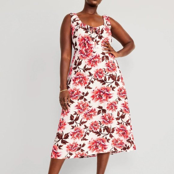 NWT Old Navy Waist-Defined Sleeveless Printed Crepe Midi Dress for Women - Picture 4 of 7